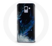 Coque pour Samsung Galaxy A8 2018 Nuages de fumée multicolore de bleu gris et noir sur fond noir