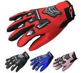 1 par de guantes de ciclismo antideslizantes y transpirables con dedos completos para niños, guantes para andar en bicicleta, guantes para carreras de bicicleta de montaña azul