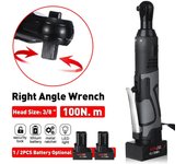 Llave eléctrica inalámbrica de 42V, 100N.m, juego de llaves de trinquete 3/8, taladro angular, destornillador, herramientas con cargador de 2 baterías 1*Battery