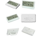 Higrómetro digital Medidor electrónico de temperatura y humedad con hora, fecha, pantalla LCD, reloj Type 2