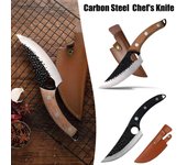 Cuchillo japonés para carne de acero al carbono con mango de madera, cuchillo de Chef completo Tang negro