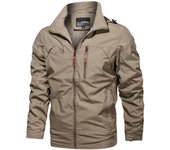 Chaqueta bomber para hombre con múltiples bolsillos, ligera, chaqueta de vuelo, informal, estilo varisty, cortavientos con cremallera a la moda, talla grande M caqui