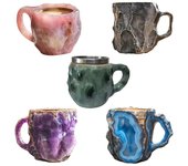 Nuevas tazas de café de cristal mineral, elegantes y lujosas, coloridas y translúcidas, regalos.