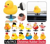 Adornos navideños de goma para tablero de instrumentos de coche, patitos en miniatura, juguetes de goma amarillos con soportes para tapas de pato