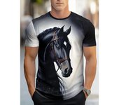 Camisetas vintage para hombre, moda, estampado de caballos, informal, cuello redondo, camisetas gráficas, camisetas de manga corta estilo Harajuku urbano, ropa para hombre S