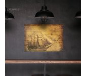 Para Bar, pegatina de pared de hogar, póster, barco de vela antiguo, patrón de línea náutica, decoración de papel Kraft amarillo
