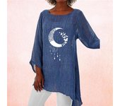 Top estampado a la moda para mujer, Top informal de manga larga para primavera y otoño, camisa de talla grande con estampado de mariposa, camiseta de cuello redondo, Top holgado para mujer S blanco