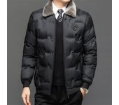 Chaqueta de algodón de felpa y espesa para hombre, chaqueta de algodón con solapa, chaqueta de invierno para preservar el calor XXXXXL negro