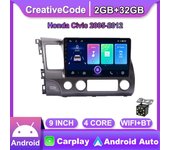 Radio de coche Android de 10 pulgadas Carplay para Honda Civic 2005-2012 reproductor de vídeo Multimedia para coche navegación GPS WIFI 2 + 32GB 1+16GB