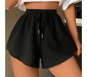 Pantalones cortos de verano para mujer, con cordón, cintura elástica alta, dobladillo irregular suelto, talla grande, con bolsillos, Color puro, línea A, pantalones cortos deportivos informales finos para el hogar M gris