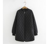 Chaqueta Mujer Parka Ropa Suelta Abrigo De Invierno Mujer Cremallera Cortavientos Ropa De Abrigo XXXL negro