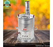 Infusor de té Samovar de acero inoxidable de 5 lt Par de té Estufa de leña samovar para acampar Picnic samovar de madera a carbón Calentador de estufa de té caliente Teapot