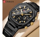 Reloj de pulsera deportivo cuadrado de lujo CURREN para hombre, resistente al agua, luminoso, cronógrafo de cuarzo, relojes para hombre, reloj de acero inoxidable para hombre blanco/plata