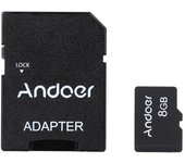 Tarjeta de memoria Andoer de 8GB Clase 10, tarjeta TF + adaptador de tarjeta TF para cámara, cámara de coche, teléfono móvil, mesa y PC 2 negro