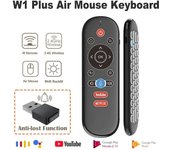 Control remoto W1 PLUS Air Mouse 2.4G RF inalámbrico, mini teclado de voz, giroscopio inteligente, detección de infrarrojos antipérdida para Android TV Box