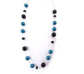 Les Trésors De Lily [K3265] - Collar largo 'Scarlett' azul negro azul