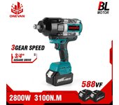 Llave de impacto eléctrica sin escobillas de 3100 N.M, 3 velocidades, llave dinamométrica eléctrica inalámbrica, destornillador, herramientas eléctricas para batería Makita de 18 V Without Battery
