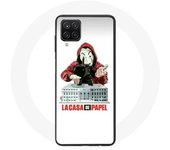 Coque Samsung Galaxy A12 la casa de papel masque logo fond blanc