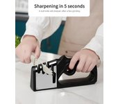 Afilador de cocina 4 en 1, afilador rápido doméstico, afilador de cuchillos de cocina de mano, herramienta de afilado multifuncional M negro