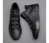Zapatos De Cuero Para Hombres Tendencia Coreana Mocasines Cómodos Zapatos Para Hombres Moda Británica Hombres High Top 43 negro
