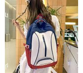 Mochila escolar de color contrastante para estudiantes de secundaria, universidad, mochila impermeable de gran capacidad, bolsa de viaje negro