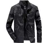 Chaqueta de cuero para hombre joven Chaqueta de cuero PU de motocicleta informal de moda Chaqueta de cuero con forro polar para hombre Chaqueta para hombre M amarillo