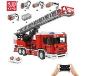 MOULD KING 17022 juguetes técnicos de construcción para niños la aplicación RC motorizado camión con escalera de bomberos Kits modelo bloques ladrillos juguetes para niños regalo rojo