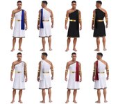 Disfraz de toga romana griega para hombre, disfraz de fiesta temática para adultos sin mangas con mangas S borgoña