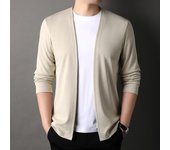 Chaqueta tipo cárdigan de manga larga con cuello en V informal de primavera y otoño para hombre, de color liso, holgada, de sección fina, de punto 4XL