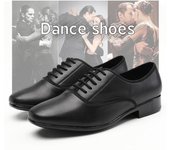 Zapatos de salón modernos de cuero negro para hombre, tacón bajo de 2,5 CM, Samba, Salsa, Tango, zapatos de baile latino para interiores 39 negro