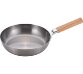 Sartén de hierro Wahei Freiz Tsubame Sanjo de 24 cm compatible con IH, mango de madera y gas, fabricada en Japón, Chitose, Chitose CS-008 plata