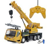 Grúa multifuncional WECOC, vehículo de construcción RC, vehículo de ingeniería, coche de juguete de 6 ruedas motrices, gran tamaño, recargable por USB, regalo para niños amarillo
