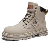 Botas altas, zapatos de cuero para Hombre, Botas militares de tobillo de motocicleta a la moda para Hombre, Botas de Otoño Invierno, zapatos para Hombre, Botas con cordones para Hombre 39 gris