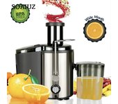 Exprimidor eléctrico de 400 W, con conducto ancho para frutas enteras, extractor de jugos, verduras, batidora de frutas con botella rojo