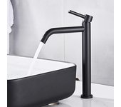 Grifo mezclador para lavabo, grifo negro para baño, grifo mezclador para lavabo, grifo monomando con caño alto y mango bordado para baño negro mate
