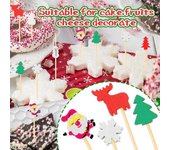 50 piezas/juego de palitos de fruta de Navidad, palitos de bambú desechables, palitos de copo de nieve, árbol de Navidad, alce, Papá Noel, muñeco de nieve, adornos navideños