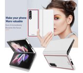 Funda de cuero mate a la moda para teléfono Samsung Galaxy Z Fold3 5g Fold 3, funda tipo billetera a prueba de golpes for Galaxy Z Fold 3 blanco