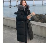 Otoño e invierno, vestido grande de algodón con plumón, abrigo de algodón suelto de longitud media para mujer L negro