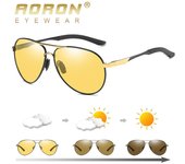 AORON gafas de sol polarizadas fotocromáticas de visión nocturna para hombre, gafas de sol de conducción, seguridad para el conductor, gafas antideslumbrantes UV400, regalos oro