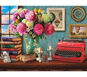 Pintura de diamante con diseño de flor y piano, mosaico de diamantes bordado, venta escénica, redonda y completa, diamantes de imitación 20X30CM