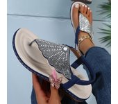 Sandalias Mujer Verano Moda Cómodo Clip Toe Zapatillas Playa Bohemia Diapositivas Mujeres Pisos Sandalias Crystal Roma Zapatos 35 negro