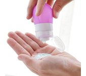 Botella vacía de silicona para viaje, portátil, para champú, gel de ducha, loción y más. 38ML color rosa