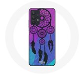 Coque pour Samsung Galaxy A32 5G Attrape Rêve Noir Fond Bleu et Violet
