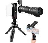 Lente con zoom de 40X y trípode, teleobjetivo para teléfono, telescopio para teléfono, lente para cámara de teléfono para senderismo y acampada gris