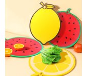 1 tabla de cortar de plástico con forma de limón y sandía para verduras, segura para el hogar, cocina y picnic rojo