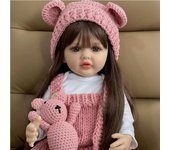 Muñeca Reborn realista para recién nacido de 22 pulgadas pintada por artistas, juguete de bebé impermeable de vinilo de silicona de cuerpo completo para regalo color rosa