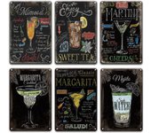 Mojito Martini cóctel Metal pared arte estaño cartel irlandés Pub cocina decoración elegante hojalata placa de pared Retro Bar cafetería restaurante Decoración 20x30cm