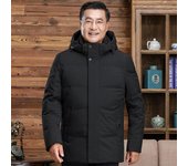 Chaqueta de plumón para hombre de mediana edad, con capucha de invierno, informal, gruesa, cálida, de plumón de pato blanco, parkas negras para hombre L negro