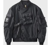 Chaqueta bomber de peso pesado para hombre: uniforme de béisbol de moda de estilo coreano para primavera y otoño M negro