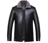 Nuevo Chaqueta de piel gruesa todo en uno informal para hombre más solapa cálida de terciopelo chaqueta de piel de oveja chaqueta de invierno M marrón